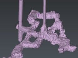 Modélisation d’un relevé 3D d’une crayère complexe.