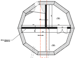 Figure 5 - Vue en plan GC de l’ouvrage puits de sortie (Niveau  1,0 m NGF) (sans échelle).